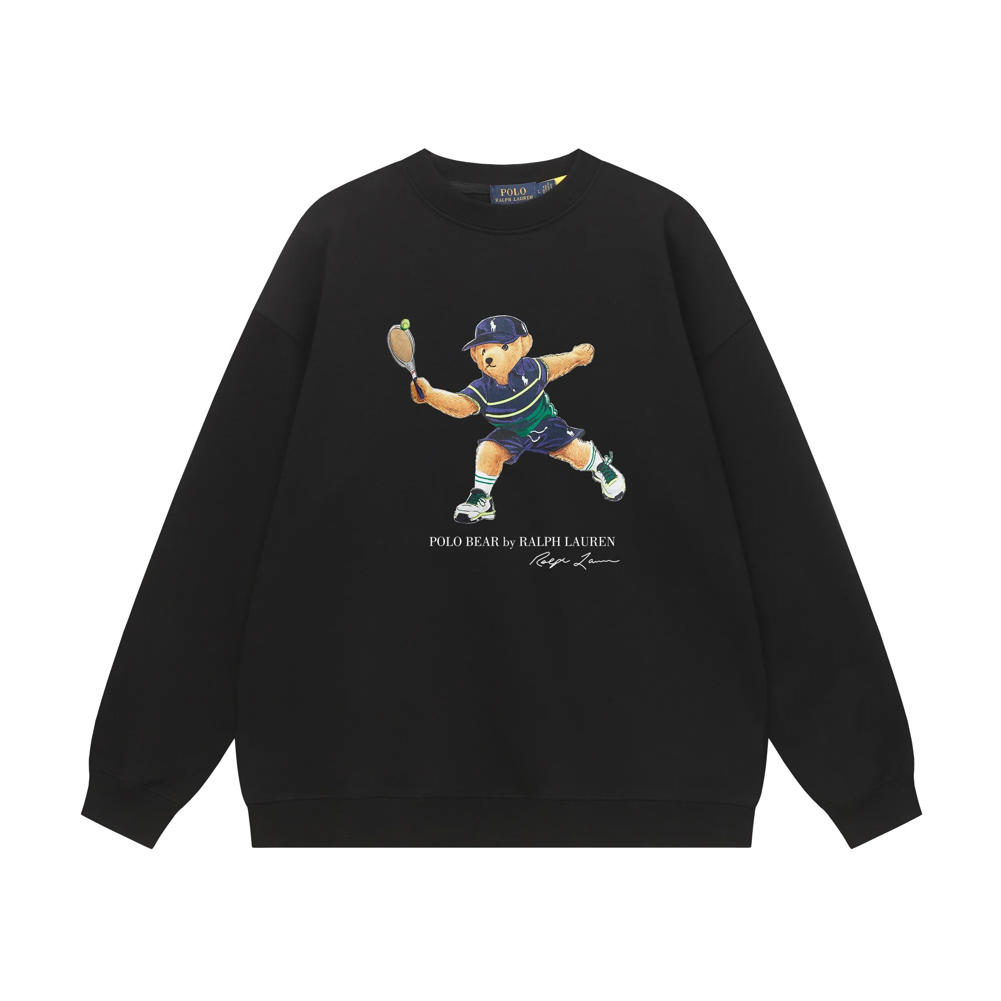 P200 Long-term stock] RalphLauren/Ralph Lauren 2025 autumn and winter new bear letter print 420g heavy large terry sweatshirt Ralph Lauren's age-reducing item, the coat fabric is made of 85% cotton ➕15% polyester, which not only retains the softness, comfort and breathability of cotton, but also adds the wear resistance and wrinkle resistance of polyester fiber, making the clothes more durable and easy to care for. Even in slightly cooler weather, you won't feel stuffy when wearing it. This kind of fabric has a natural crisp feel and is not easy to pill or deform. The bear on the chest is printed with English letters. It is full of color, full of three-dimensionality, and lifelike, adding a bit of liveliness and interest to the whole sweatshirt. There is no pressure to dress, regardless of age or gender. Complete accessories! Color: black, white, navy blue, light floral gray Size: M-L-XL-XXL